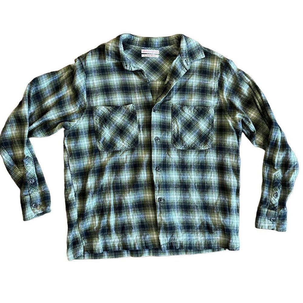 Urban Outfitters green plaid womens‎ button down sz small lumberjack fall
